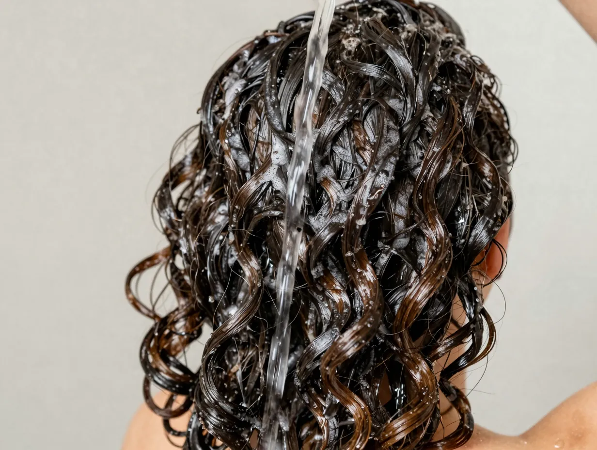 Cool water rinse sealing hair cuticle reducing frizz