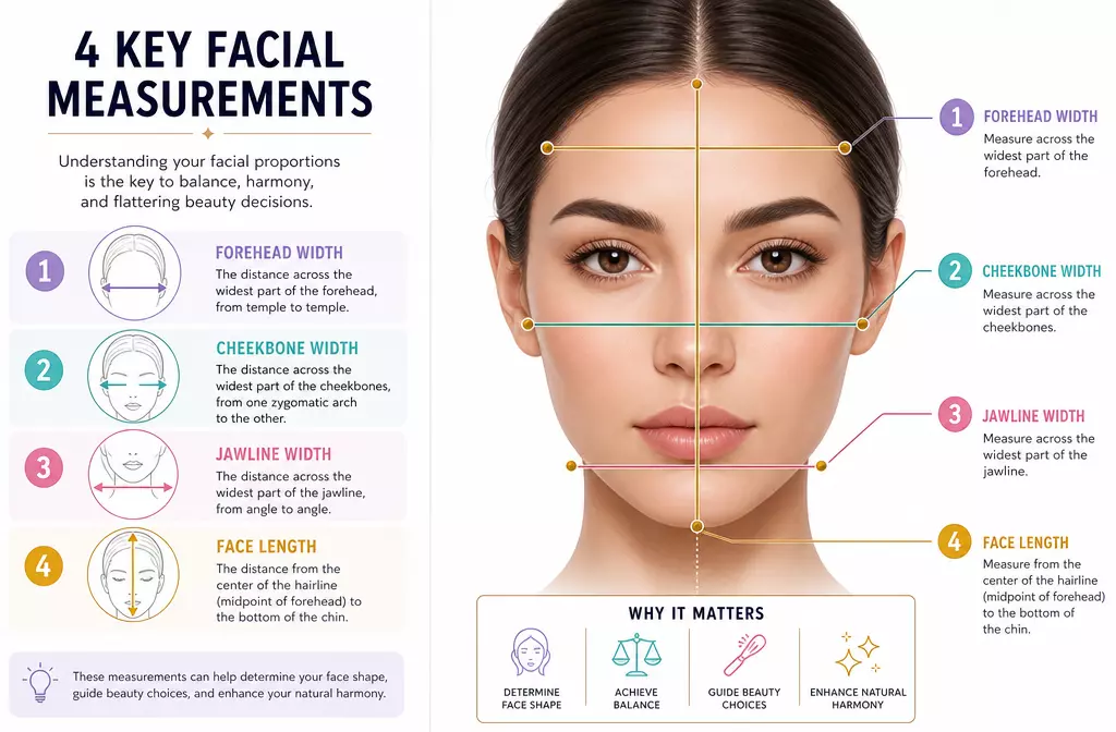 Facial measurements forehead cheekbones jawline face length