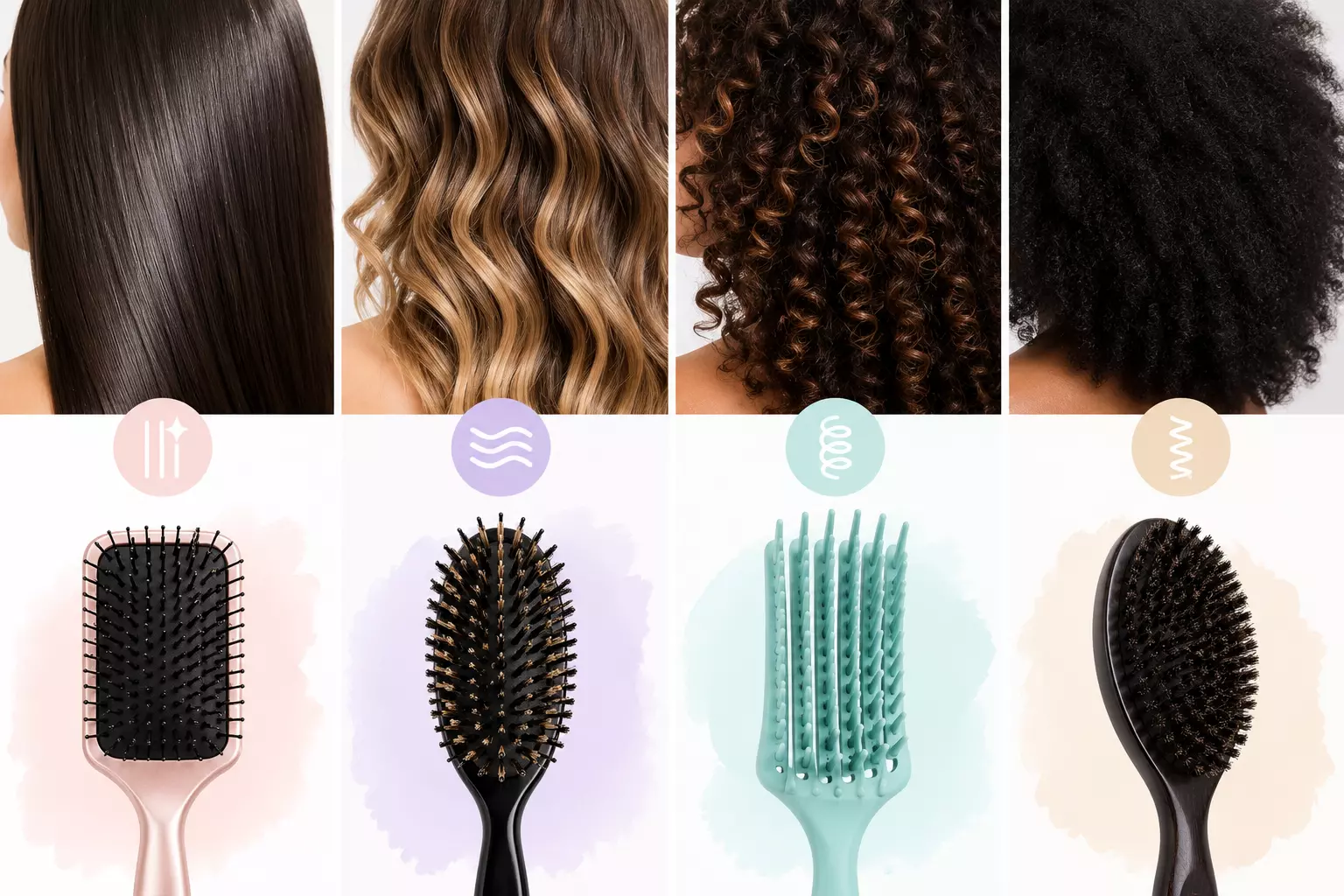 Hair texture swatches paired with ideal brush split panel