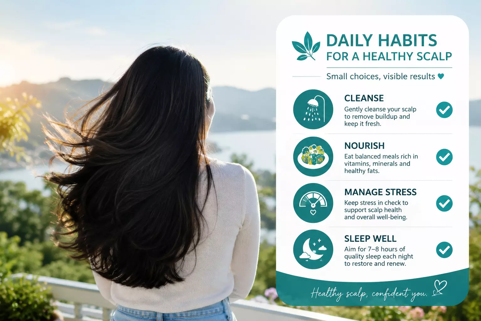 Healthy flake free hair scalp care routine inset lifestyle