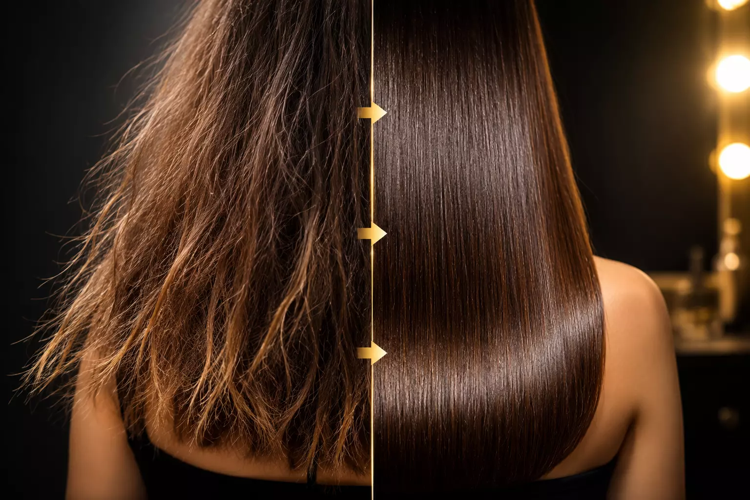 Split ends before and after hair transformation landscape