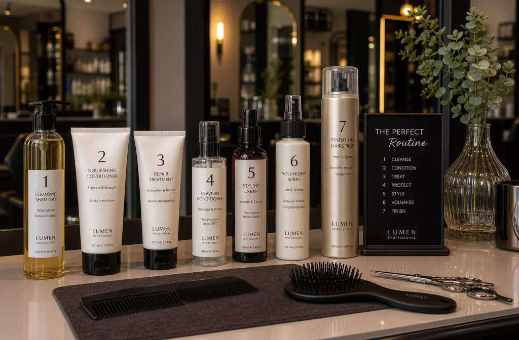 Hairstylist workstation products in correct application order