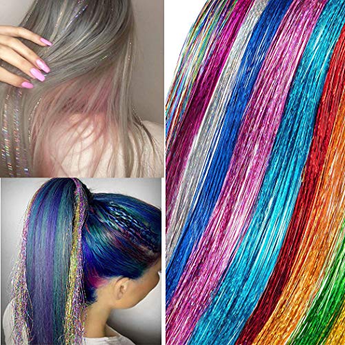 Xinxinshuyu Hair Tinsel Strands in Set Sparkling Shiny Hair Tinsel ...