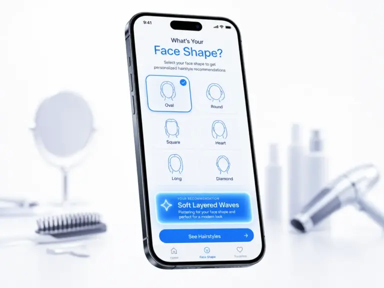 Featured Smartphone Ui Face Shape Selector Floating Minimalist Background